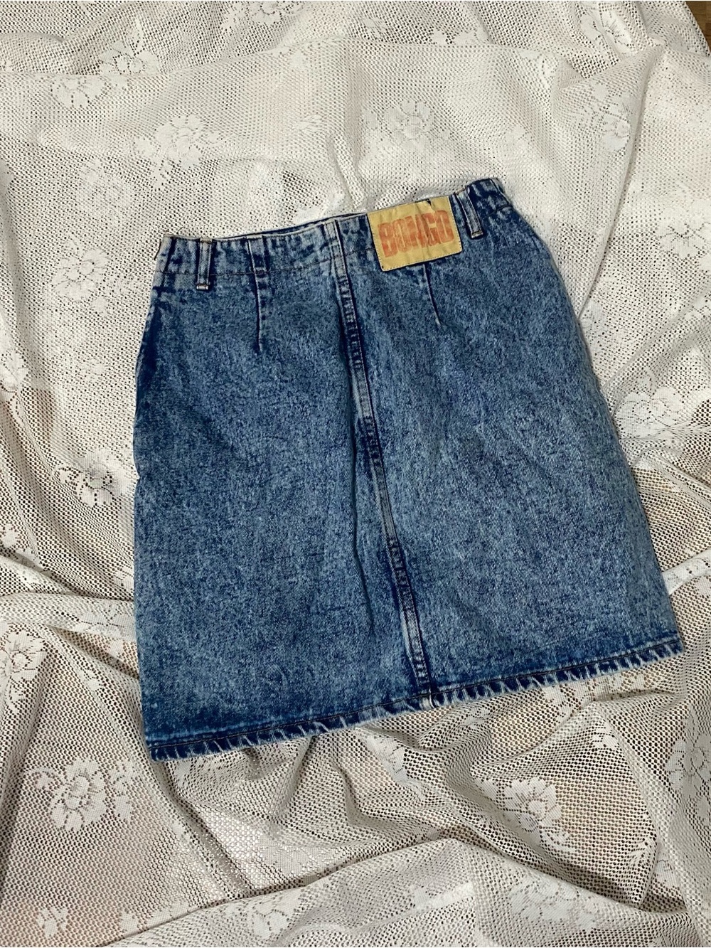 Vintage BONGO Blue Washed Denim Mini Skirt
